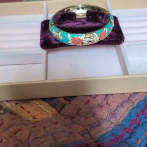 Stunning Vintage Turquoise Orange Enamel Bracelet